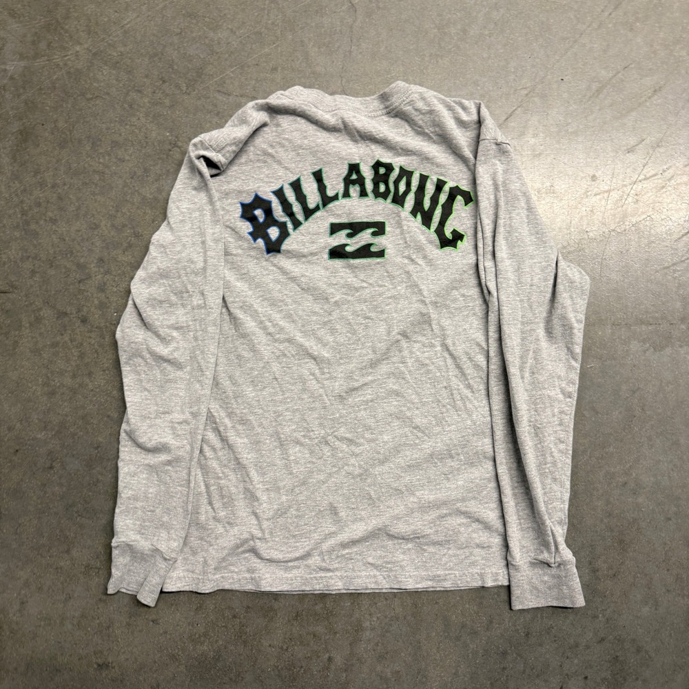 Billabong Mens Long Sleeve Premium Tee Heather Gray Graphic Logo Shirt Small